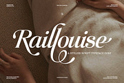 Raillouise Stylish Script Font, a Script Font by Heinzel Std (Thumbnail 1 of 16)