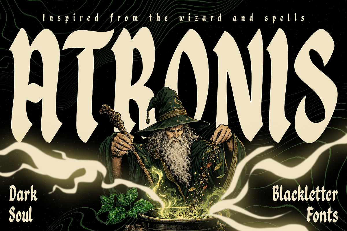 Atronis - Pop Blackletter Fonts, a Blackletter Font by Konstantine Studio (Photo 1 of 5)