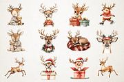 Christmas Reindeer Watercolor Clipar, an Illustration by RobertsArt (Thumbnail 3 of 7)