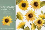 Sunflowers Watercolor Illustrations, an Object Graphic by Graphic Soul (Thumbnail 1 of 3)