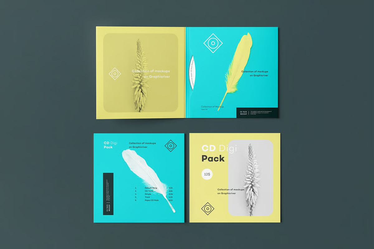 Multi Angle CD Digipak View Mockup, an Advertising Mockup by DesignRushMarket (Photo 1 of 2)