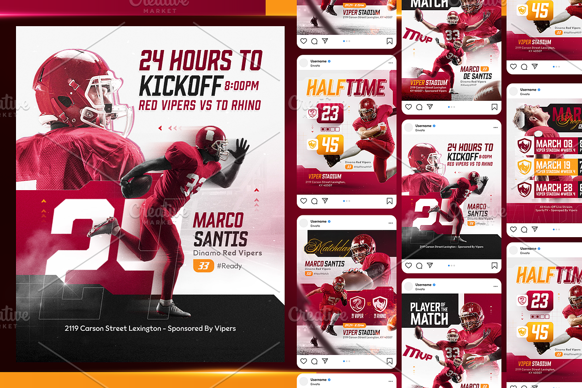 American Football Social Media Pack, a Social Media Template by OnurDemircan (Photo 4 of 4)