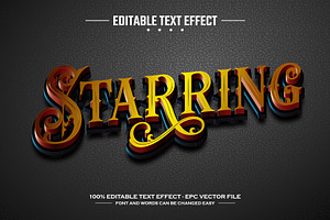 Starring 3D editable text effect, a Layer Style Add-On by nicemorning