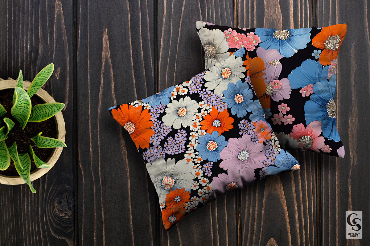 Bold Retro Flowers Seamless Pattern, a Pattern Graphic by Creative Store (Photo 3 of 5)
