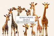 QUIRKY GIRAFFE CLIPART PACK, an Animal Illustration by Daring Digies (Thumbnail 1 of 8)