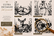 Woodland Ink Illustration Bundle, a Decorative Illustration by Dervik Art Store (Thumbnail 9 of 10)