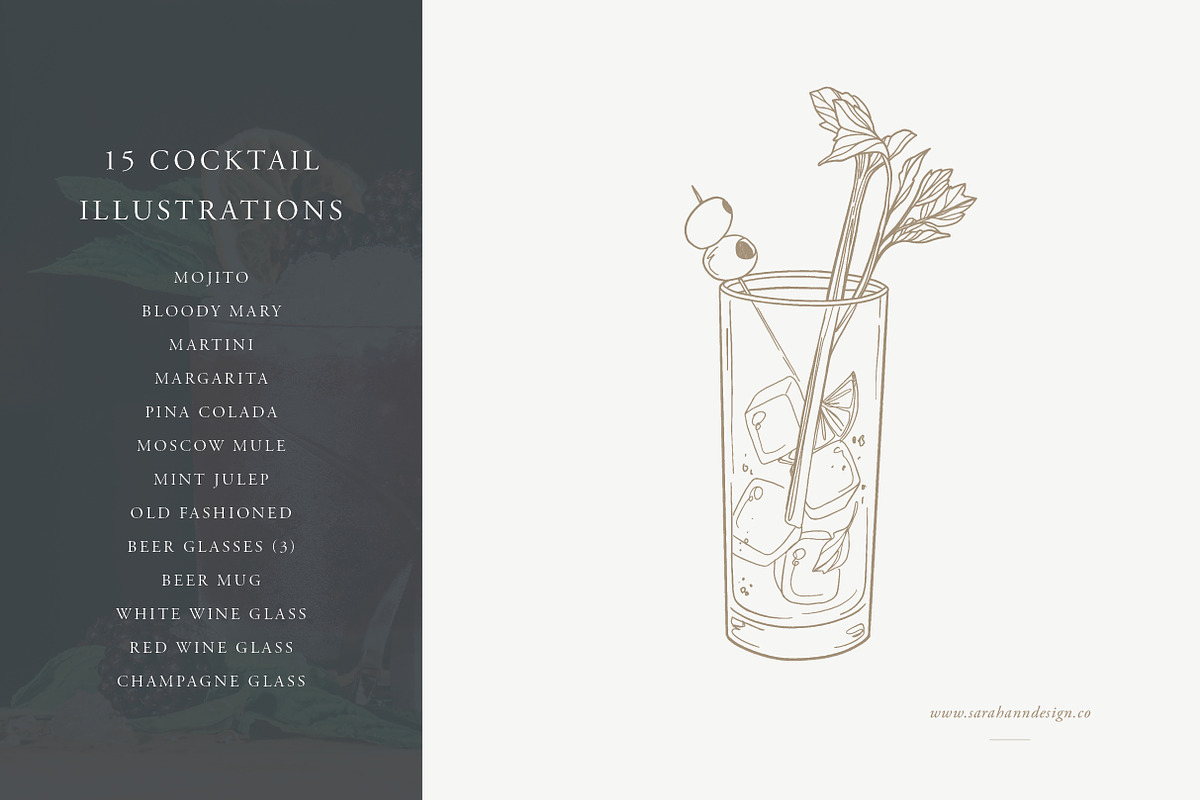 Cocktail Drinks: Vector Illustration, a Food Illustration by Sarah Ann Design (Photo 3 of 6)