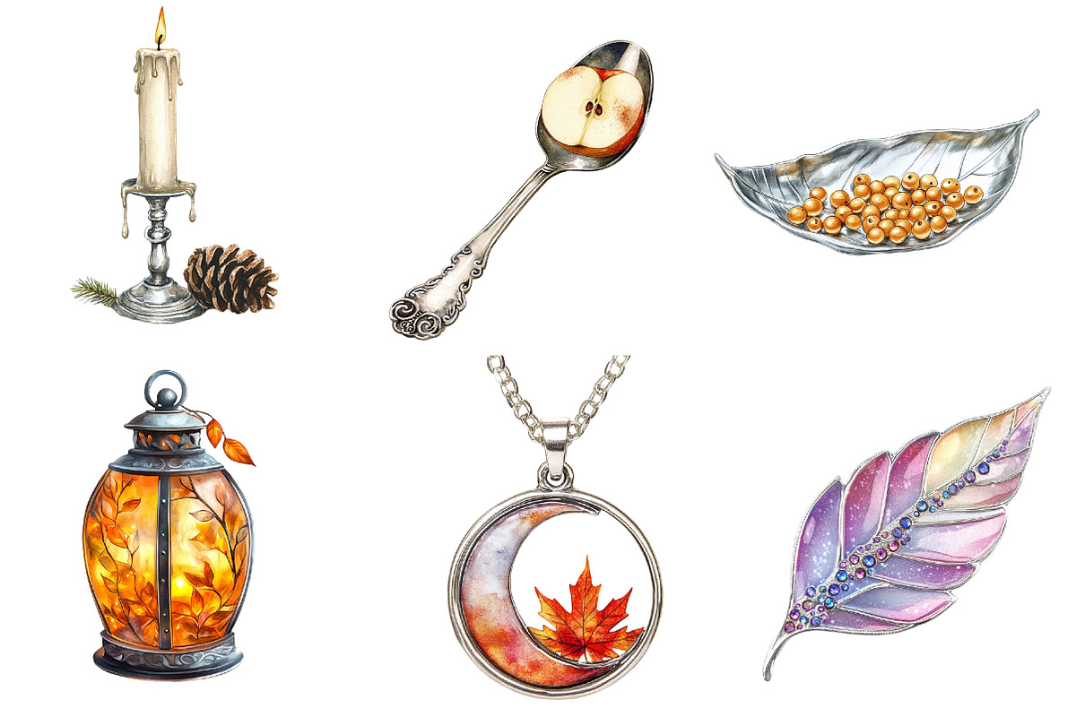 Silver Vintage Aesthetic Autumn Clip, an Illustration by CreationArt (Photo 3 of 5)