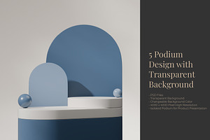 5 Podium with Transparent Background