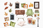 Watercolor Fall Essentials Clipart, an Illustration by MiracleArtAndDesign (Thumbnail 2 of 5)