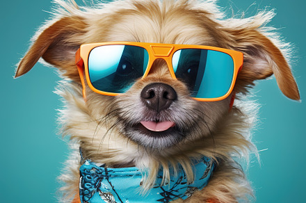 Cute dog with sunglasses, an Animal Photo by Virgo Studio