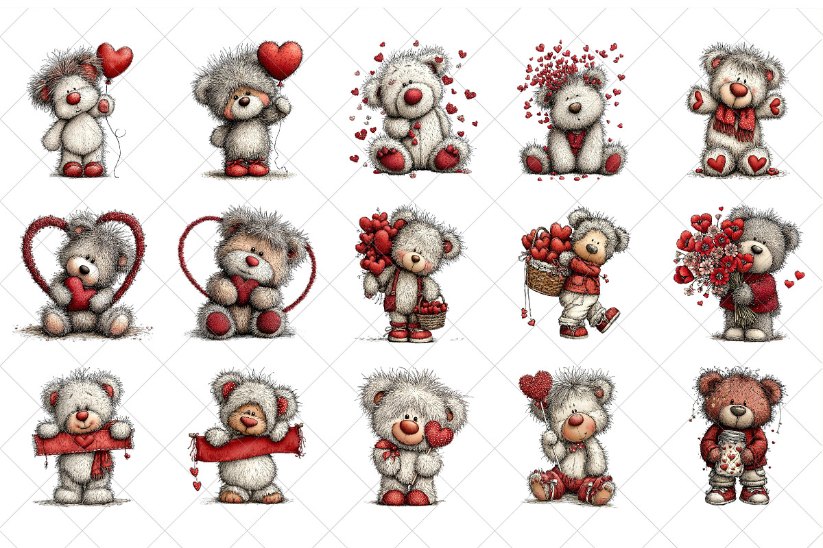 Valentine Teddy PNG Set, an Illustration by SinaCreation (Photo 2 of 6)