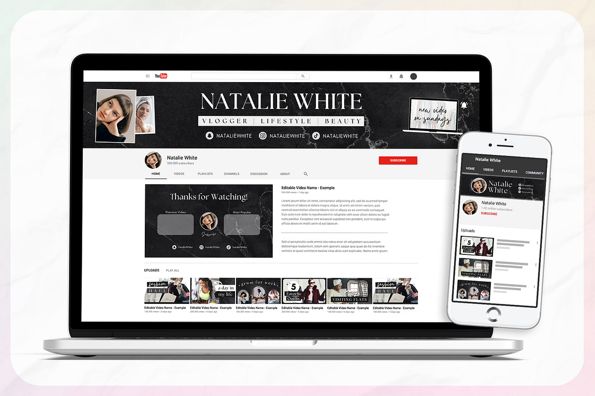 YouTube Branding Kit For Canva, a Social Media Template by OniriqveDesigns (Photo 2 of 10)