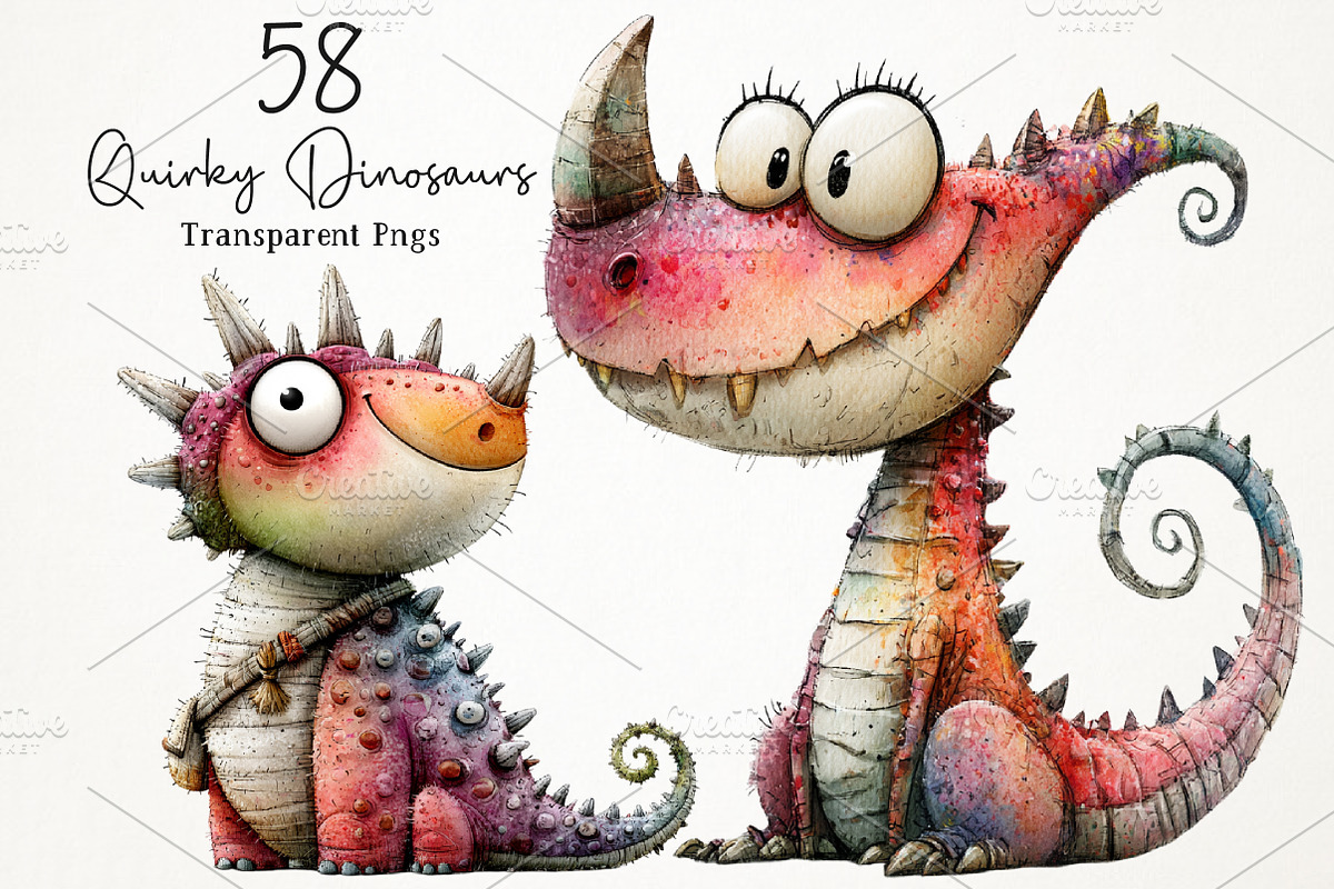 Quirky Dinosaurs PNG Clipart, an Animal Illustration by RobertsArt (Photo 1 of 7)