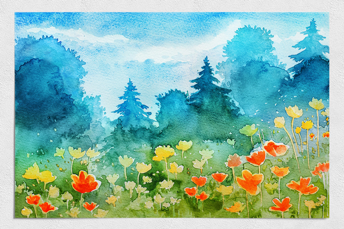 Spring Landscapes. Watercolor., an Illustration by AlexGreenArt (Photo 10 of 13)