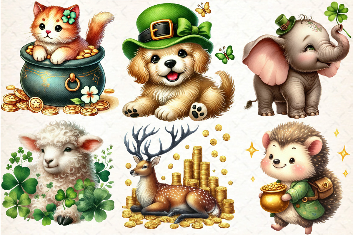 St.Patrick's Day Animals Clipart Bun, an Illustration by DreamCafeArt (Photo 3 of 3)