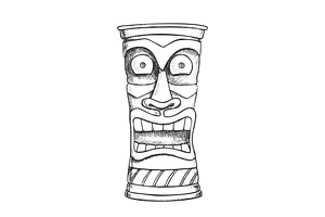 Tiki Idol Carved Wood Crazy Laugh