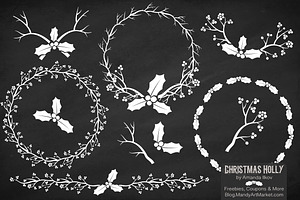 Chalkboard Holly Vectors & Paper, an Illustration by Amanda Ilkov