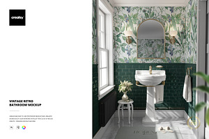 Vintage Retro Bathroom Mockup, a Household Mockup by creatsy5