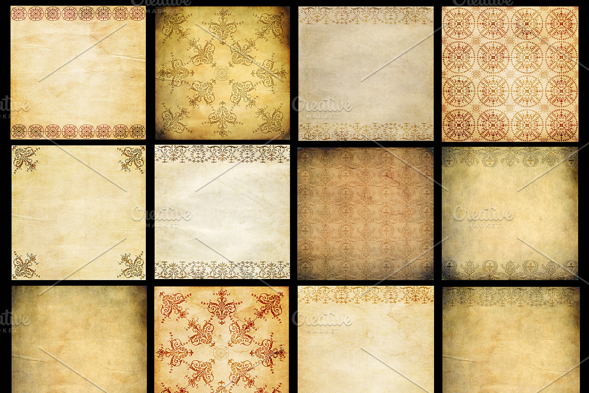Vintage Stencil Damask Digital Paper preview 3
