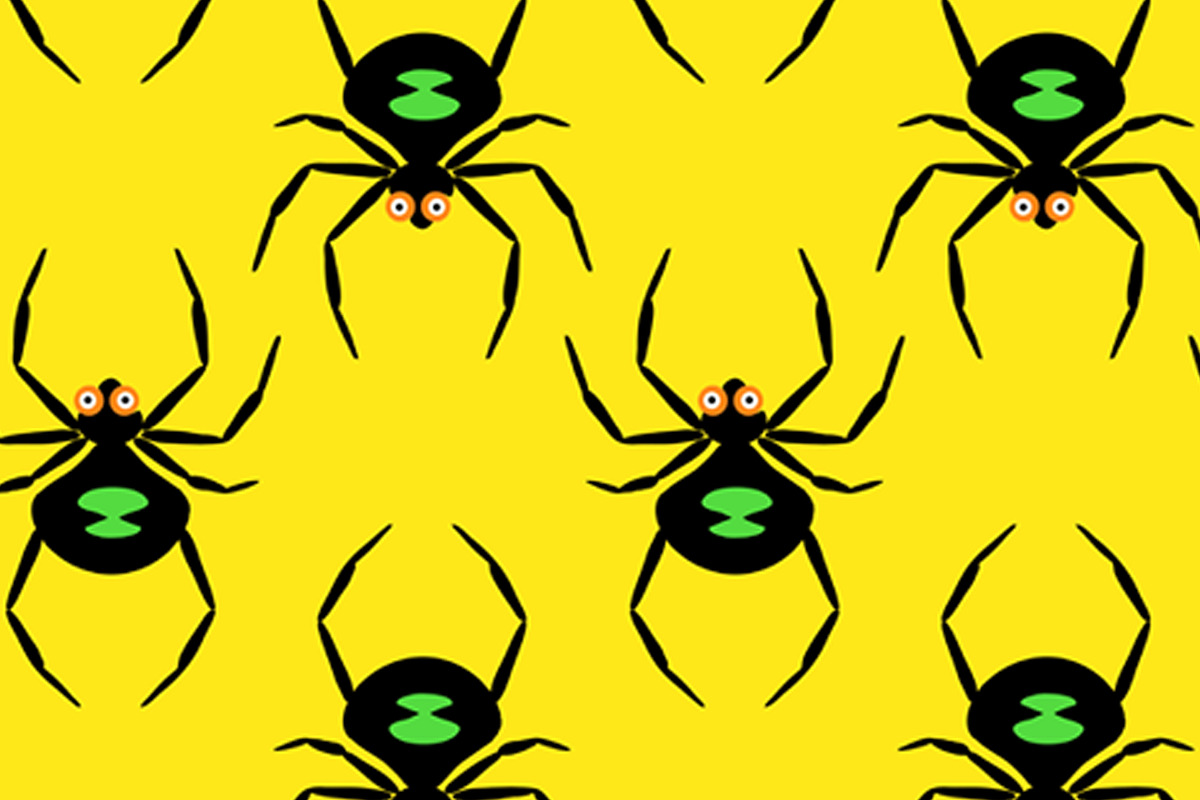 Halloween Spiders on Yellow Seamless, a Pattern Graphic by Sharon Schwalbe (Photo 1 of 4)