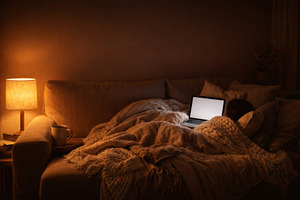 Cozy home setting featuring person i, a Photo by Dvoevnore photos