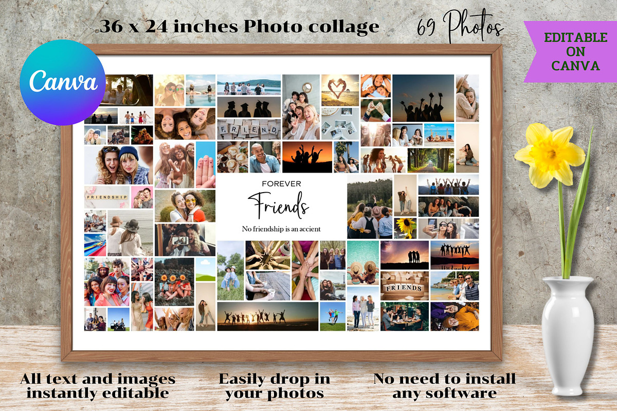 Editable Photo Collage Canva Templat, a Poster Template by Adalin Shop (Photo 1 of 4)