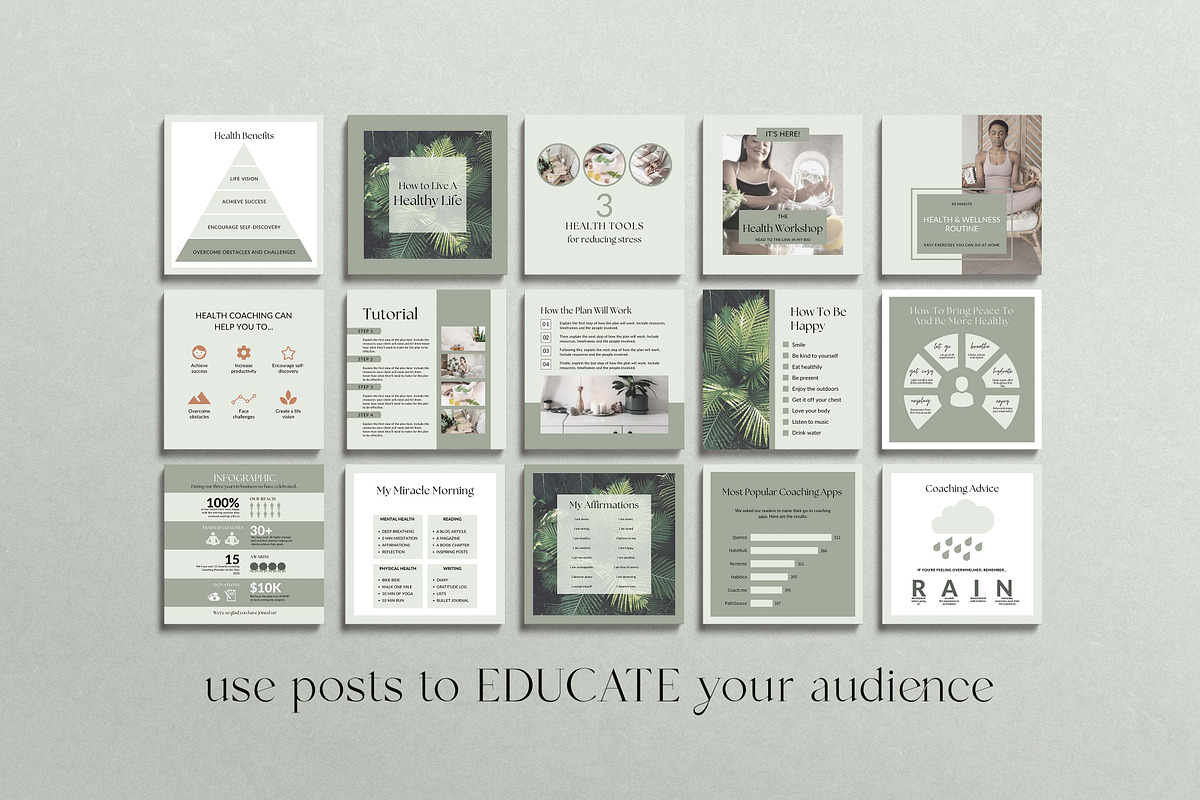 Health Coach Instagram Templates, a Templates & Theme by Miri Campbell (Photo 8 of 18)