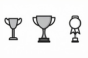 Trophy Cup and Medal Icon Set, an Illustration by Designs_River (Thumbnail 3 of 7)