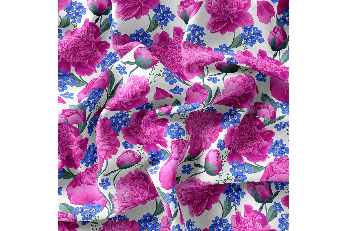 Pattern Peonies Forget-Me-Not, a Pattern Graphic by MarynaPetrovska (Photo 4 of 12)