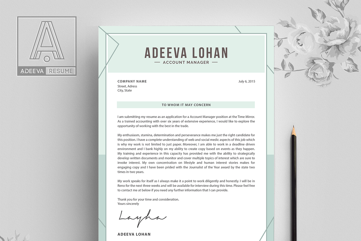 Creative Resume Template Lohan, a Resume Template by AdeevaResume (Photo 4 of 4)