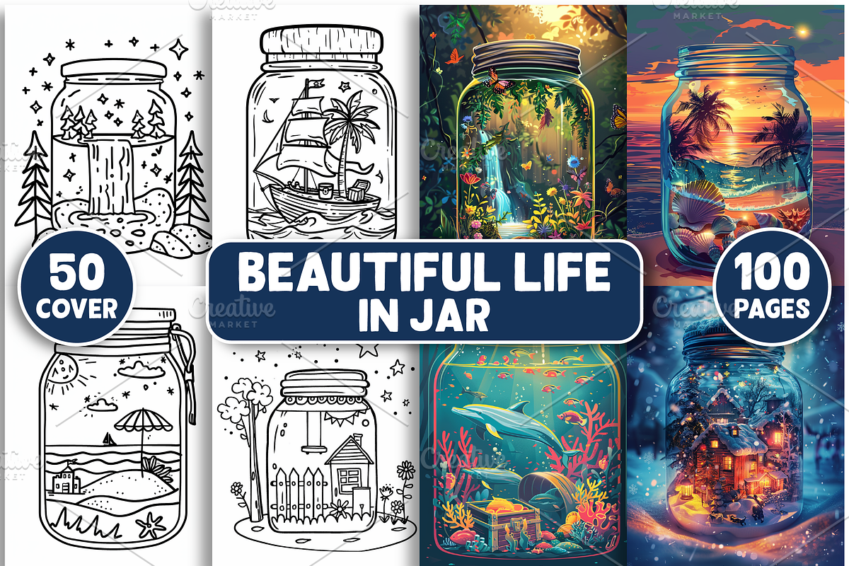 Beautiful Life in Jar Coloring Pages, an Animal Illustration by Design Station (Photo 1 of 4)