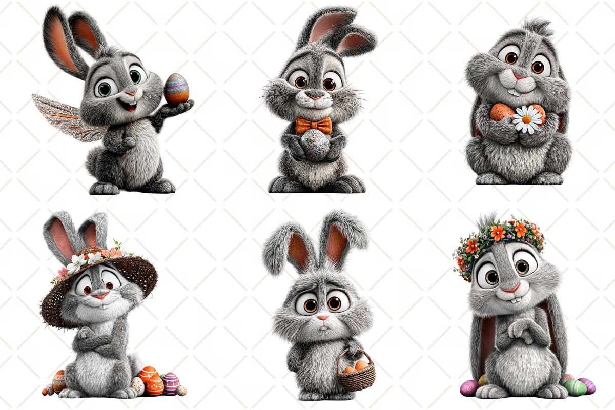 Whimsical Easter Bunny Rabbit Clipar, an Illustration by Black Bird Studio (Photo 3 of 6)