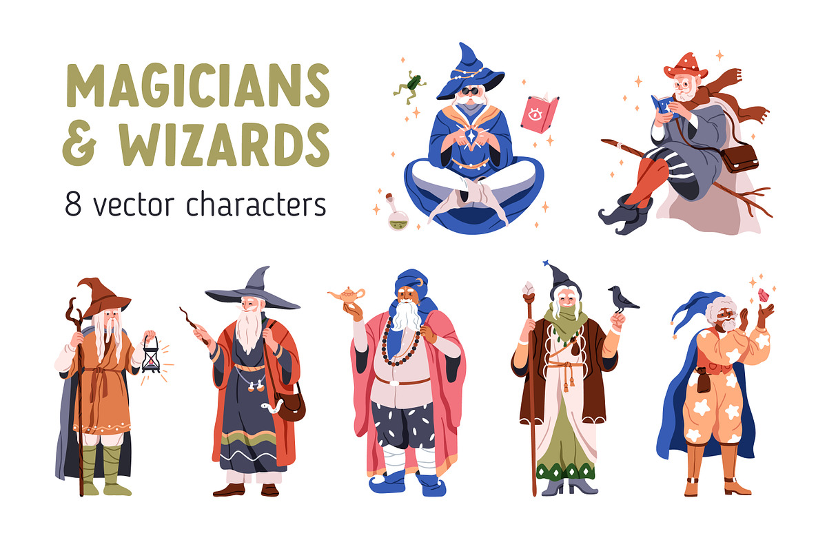 Magicians and wizards, magic set, a Person Illustration by Good Studio (Photo 1 of 6)