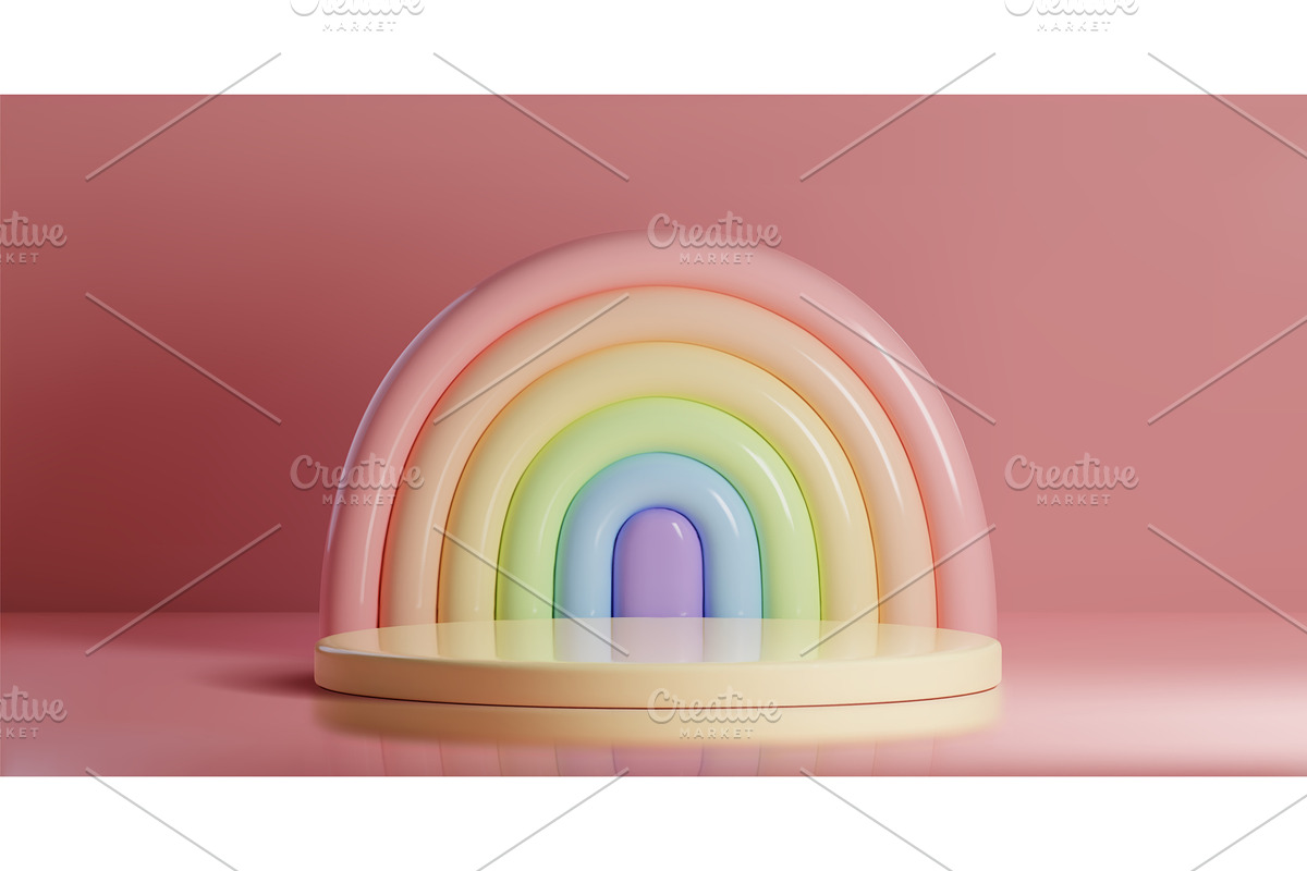 Rainbow 3d podium or pedestal, an Illustration by art PVP - market