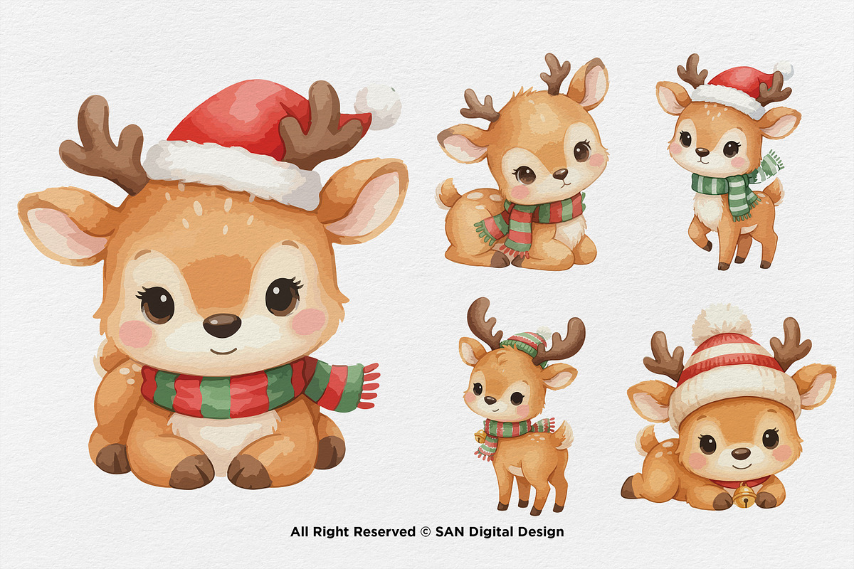 15 Bundle Watercolor Cute Deer Stag, an Animal Illustration by Morspective (Photo 6 of 8)