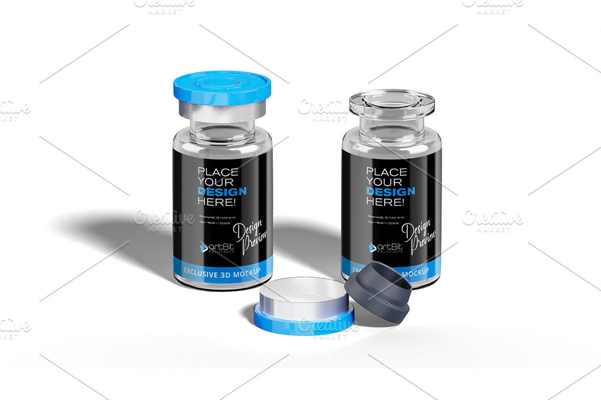 Lyophilized Vaccine Bottle 3D PSD, a Packaging Mockup by artBit Design Studio (Photo 5 of 7)