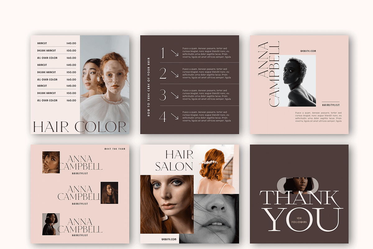 Instagram Salon Template CANVA, a Social Media Template by Kseniia_Design (Photo 4 of 10)