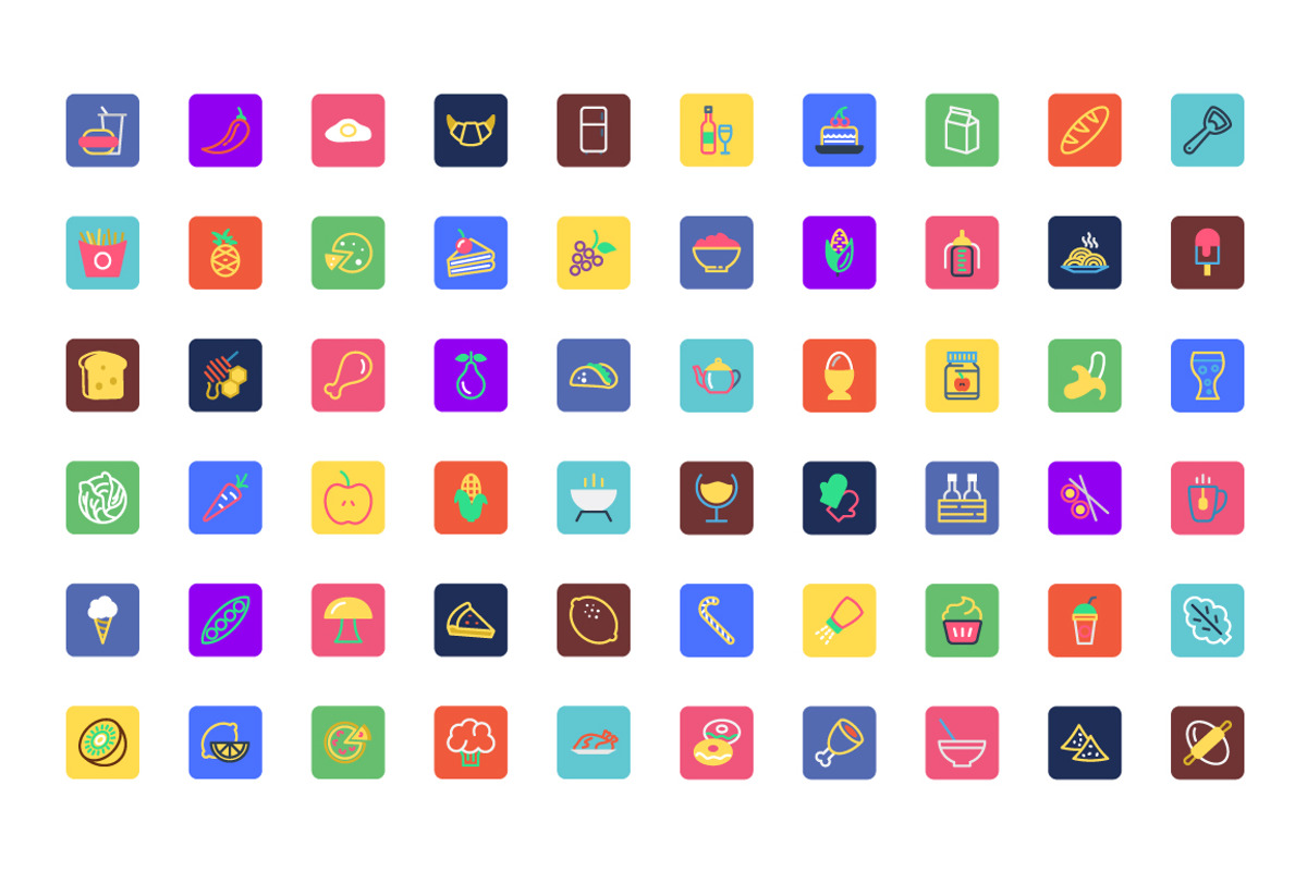 125+ Food and Drinks Icons Set preview 2