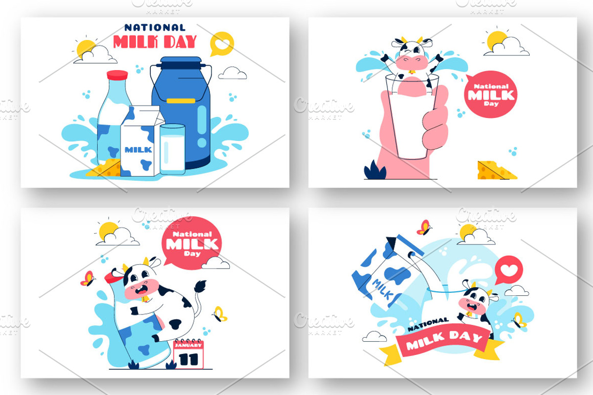 11 World Milk Day Illustration, a Food Illustration by denayunebgt (Photo 2 of 5)