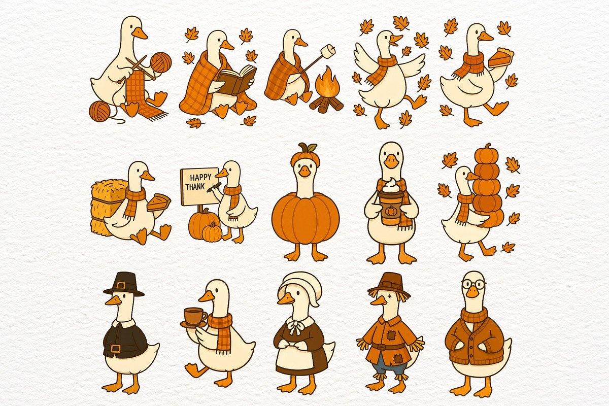 Thanksgiving Silly Goose Clipart PNG, an Illustration by Nicolle's Colorful Art (Photo 2 of 6)