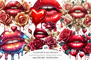 Watercolor Valentine Smooch Clipart, an Illustration by SinaCreation (Thumbnail 1 of 11)
