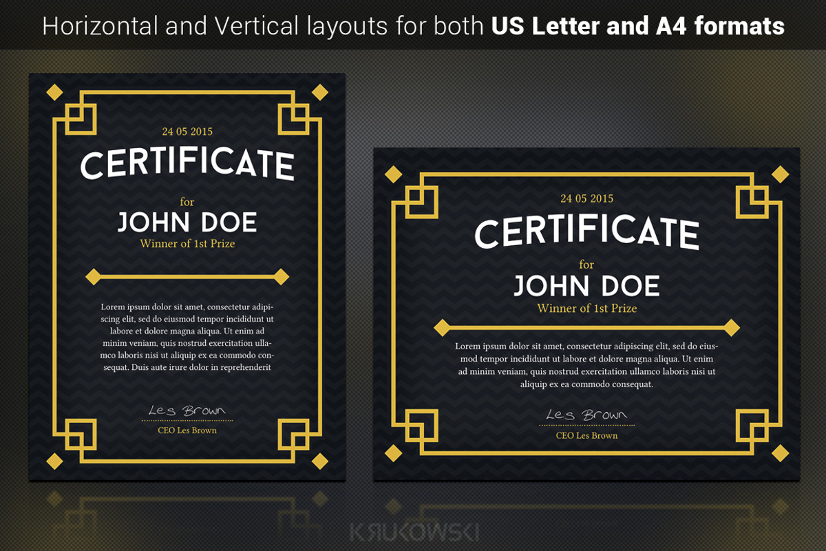 Dark Certificate Template, a Stationery Template by Krukowski Graphics (Photo 1 of 3)