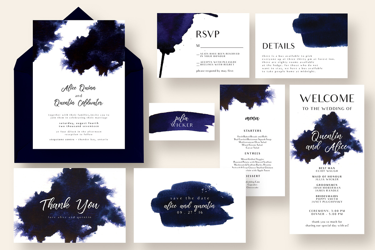 Chic Indigo Ink Wedding Suite, an Invitation Template by Knotted Design (Photo 1 of 6)