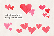 Watercolor Hearts Clip Art, an Object Graphic by Chelsea Bromley (Thumbnail 3 of 4)