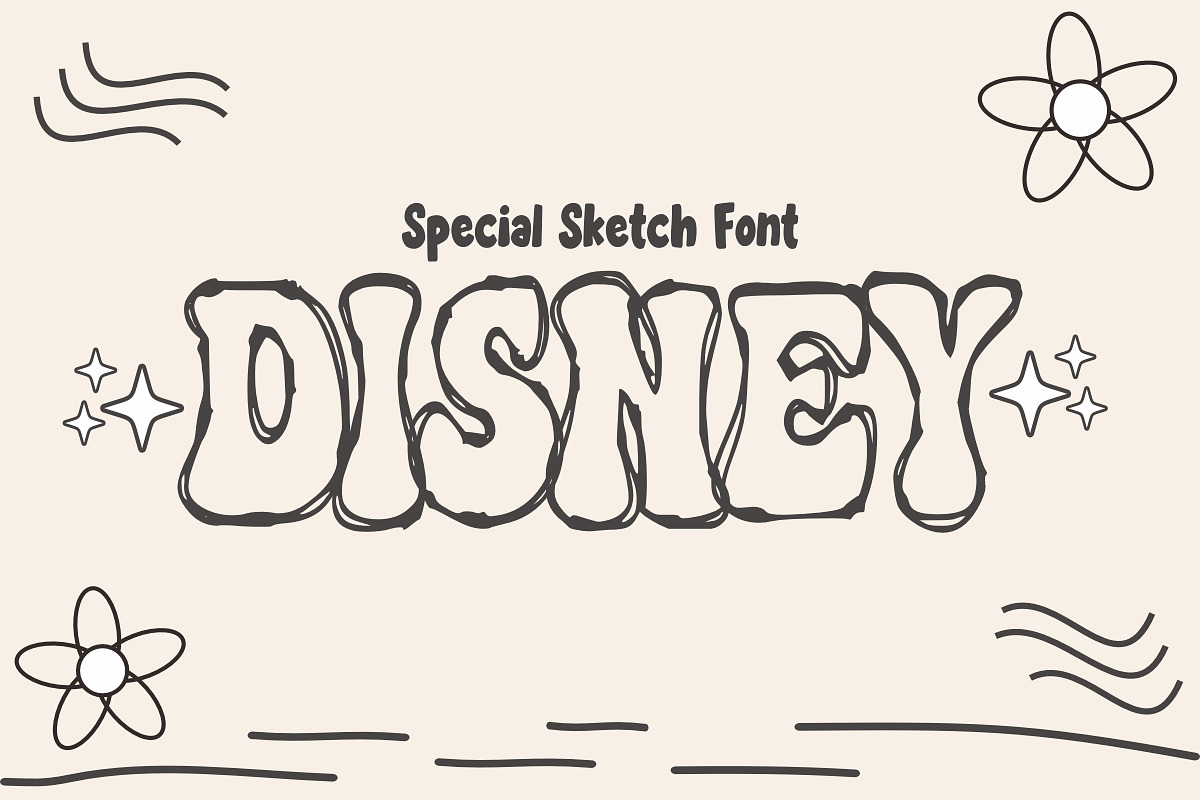 Cartoon Sketch - Outline Font Types, a Font by KiddoGlyphs Studio (Photo 2 of 3)