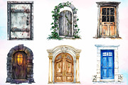 Watercolor Door Clipart Bundle, an Illustration by Canvas Craft (Thumbnail 2 of 3)