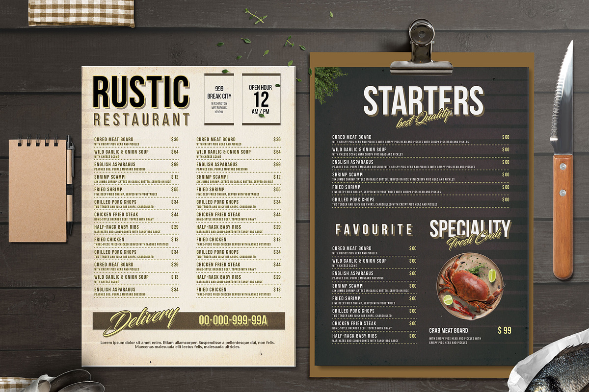 Rustic Food Menu Design Template