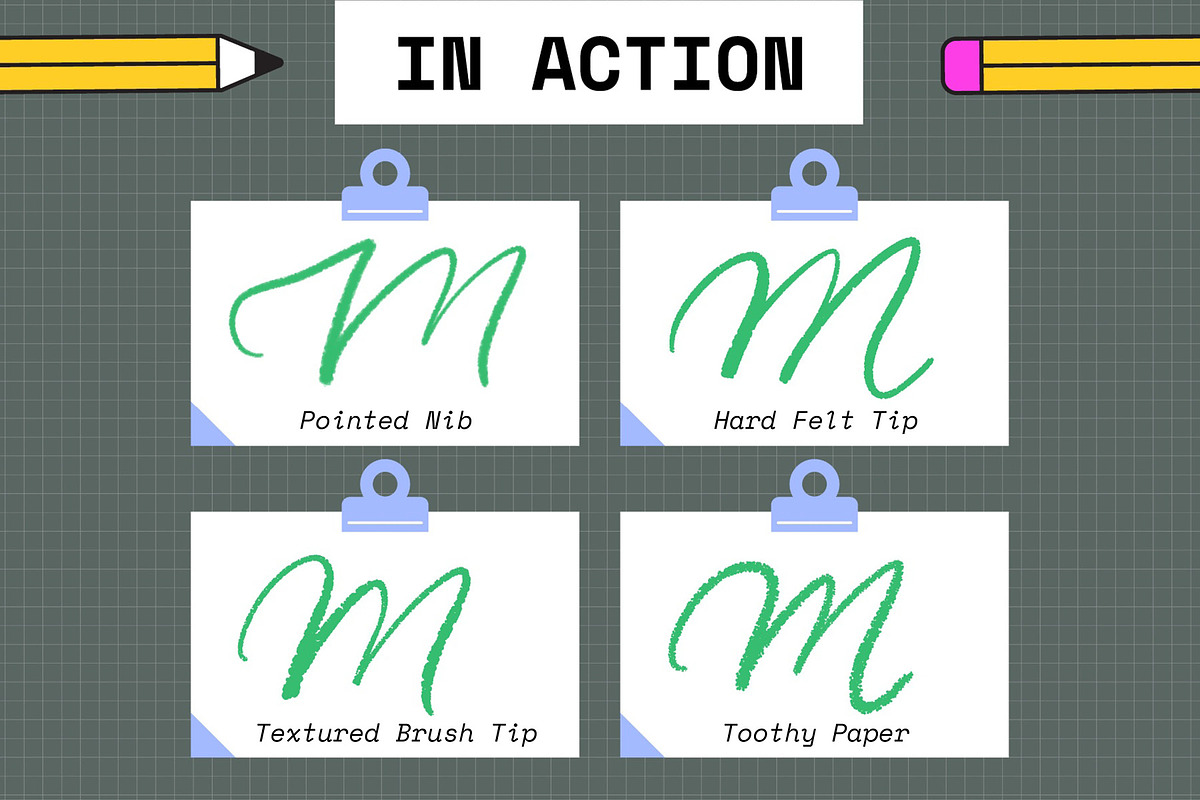 Procreate Calligraphy Brushes 10x, a Brush Add-On by Esther Nariyoshi (Photo 5 of 7)