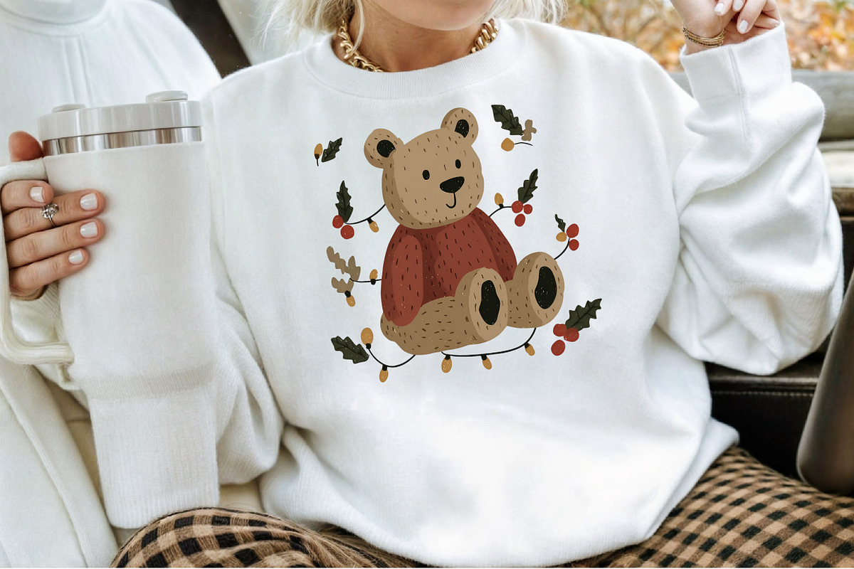 Watercolor Christmas Teddy Bear Clip, an Animal Illustration by Sublimation Artist (Photo 4 of 6)